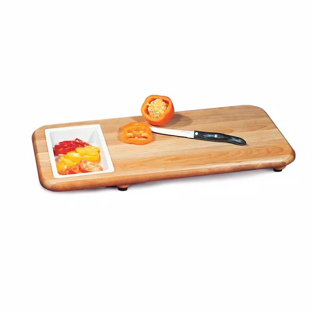 Catskill Craftsmen Hardwood Cut 'n' Catch Over-the-Sink Cutting Board with Removable Trays
