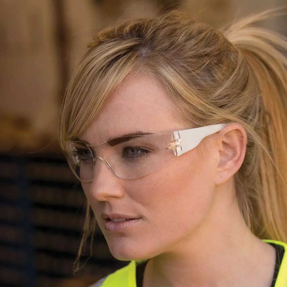 Girl Power At Work Lucy Ladies Eye Protection Safety Glasses, Pink Frame with Gray Anti-Fog Lens