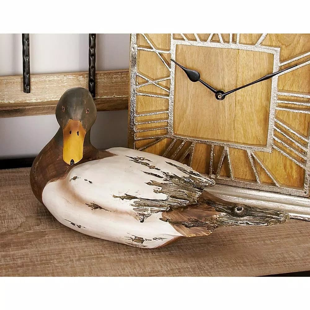 LITTON LANE Amazing Animals Rustic Polystone Decoy Duck Sculptures, Set of 2