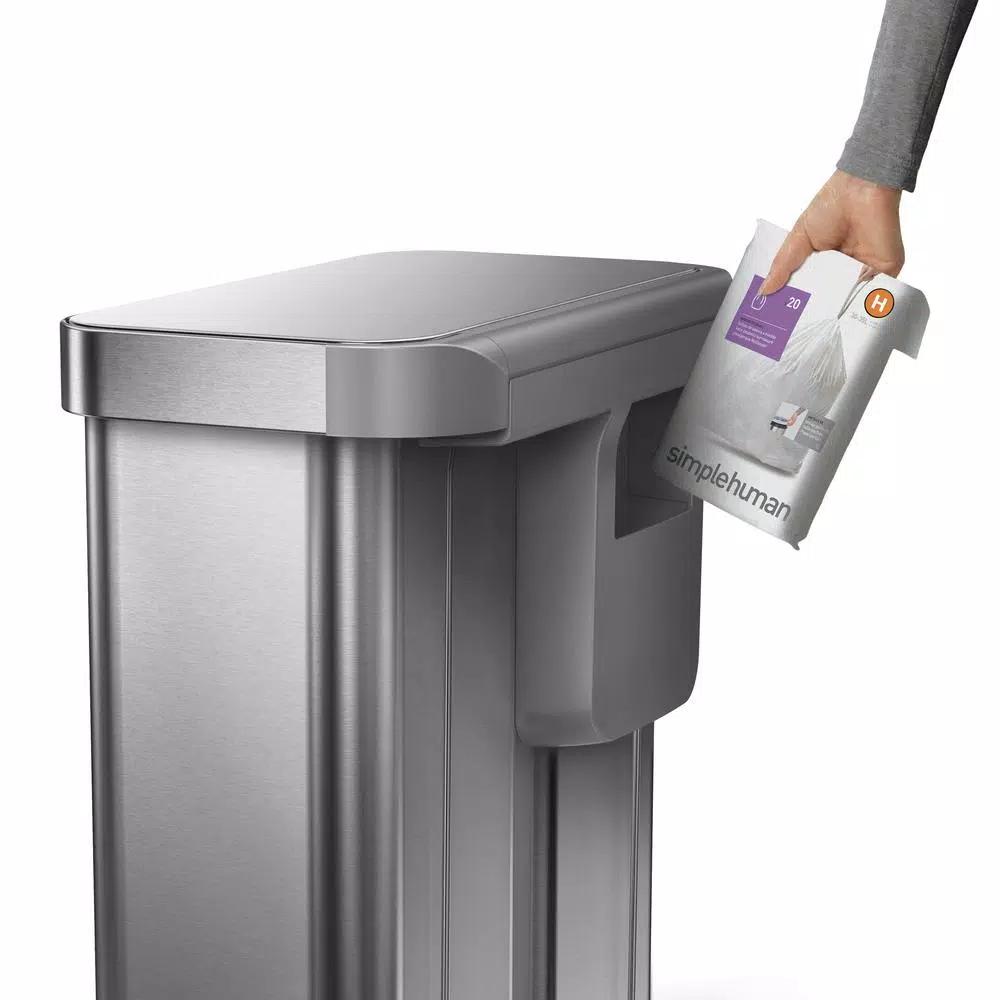 simplehuman 15 Gallon Dual Compartment Stainless Steel Step Trash Can and Recycling Bin