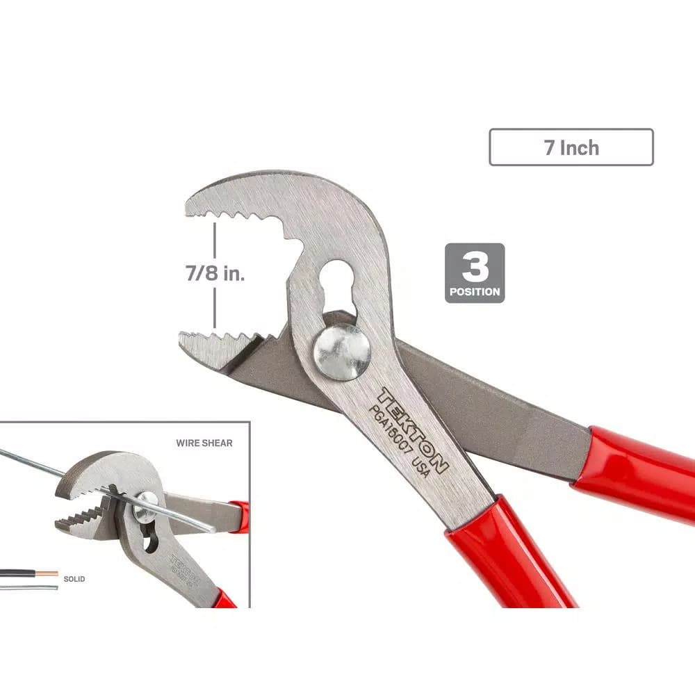 TEKTON 3-Piece Angle Nose Slip Joint Pliers Set, 5, 7, and 10 in.