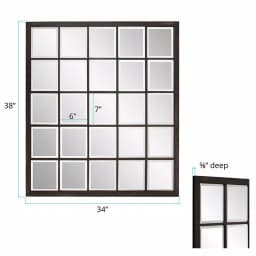 Unbranded Oil Rubbed Bronze Beveled Glass Windowpane Style Accent Mirror, 34 in. x 38 in. thumbnail 8