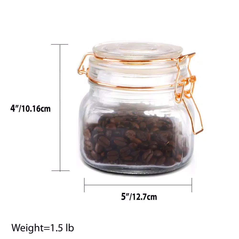 Unbranded Small 16 oz. Glass Pickling Jar with Rose Gold Metal Clamp and Rubber Seal