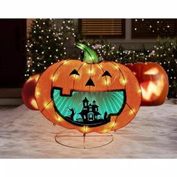 Puleo International 28 in. Lighted Halloween Pumpkin with Infinity Mirror thumbnail 2