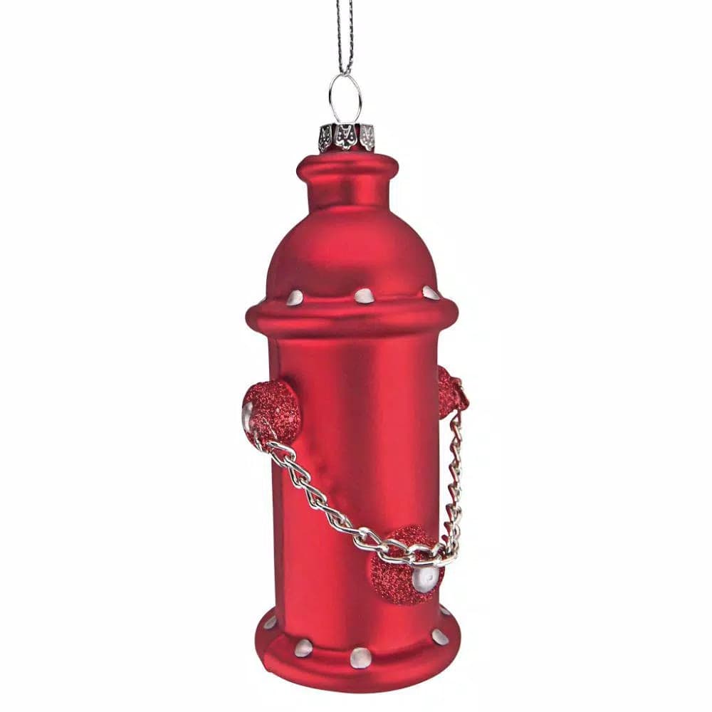Design Toscano 5 in. Fire Hydrant Blown Glass Holiday Ornament, Red