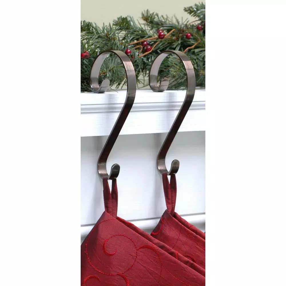 Haute Decor Oil-Rubbed Bronze Stocking Scrolls Stocking Holders, 2-Pack