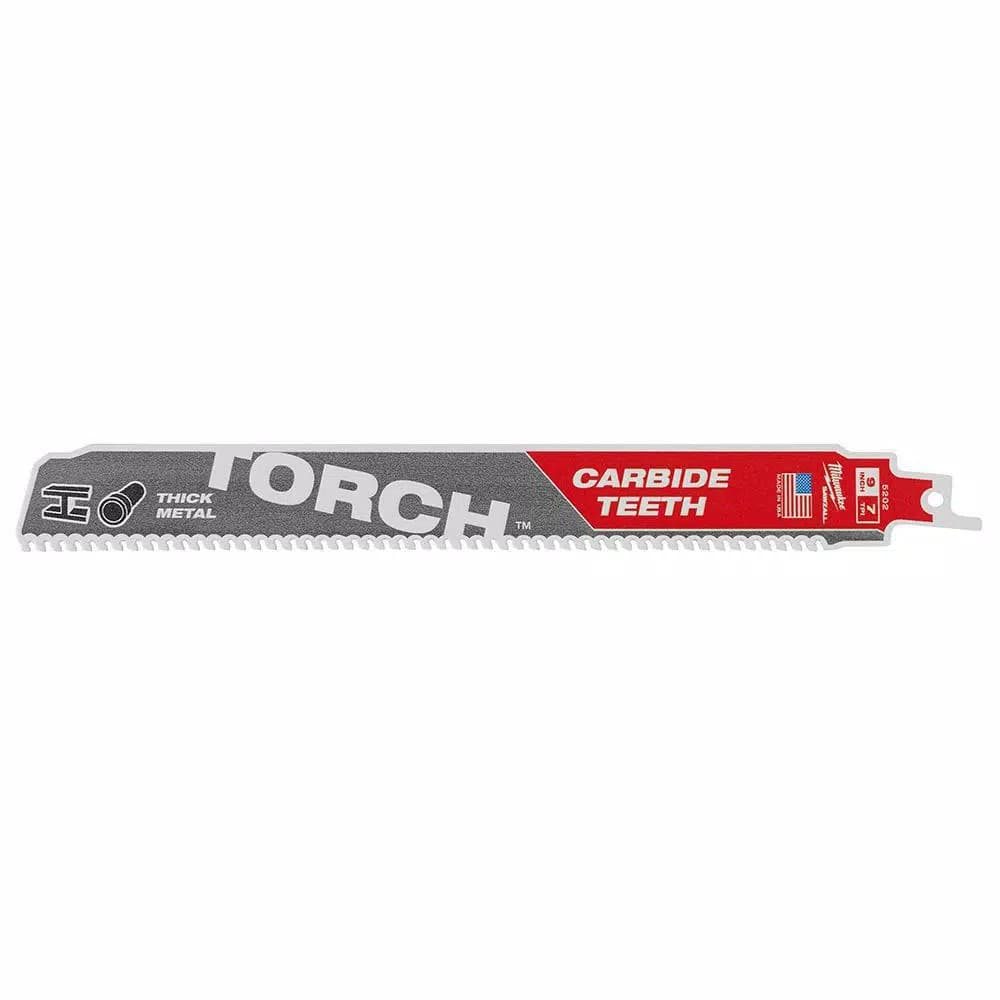 Milwaukee Torch Carbide Teeth 9 in. 7 TPI Metal Cutting Reciprocating Saw Blade