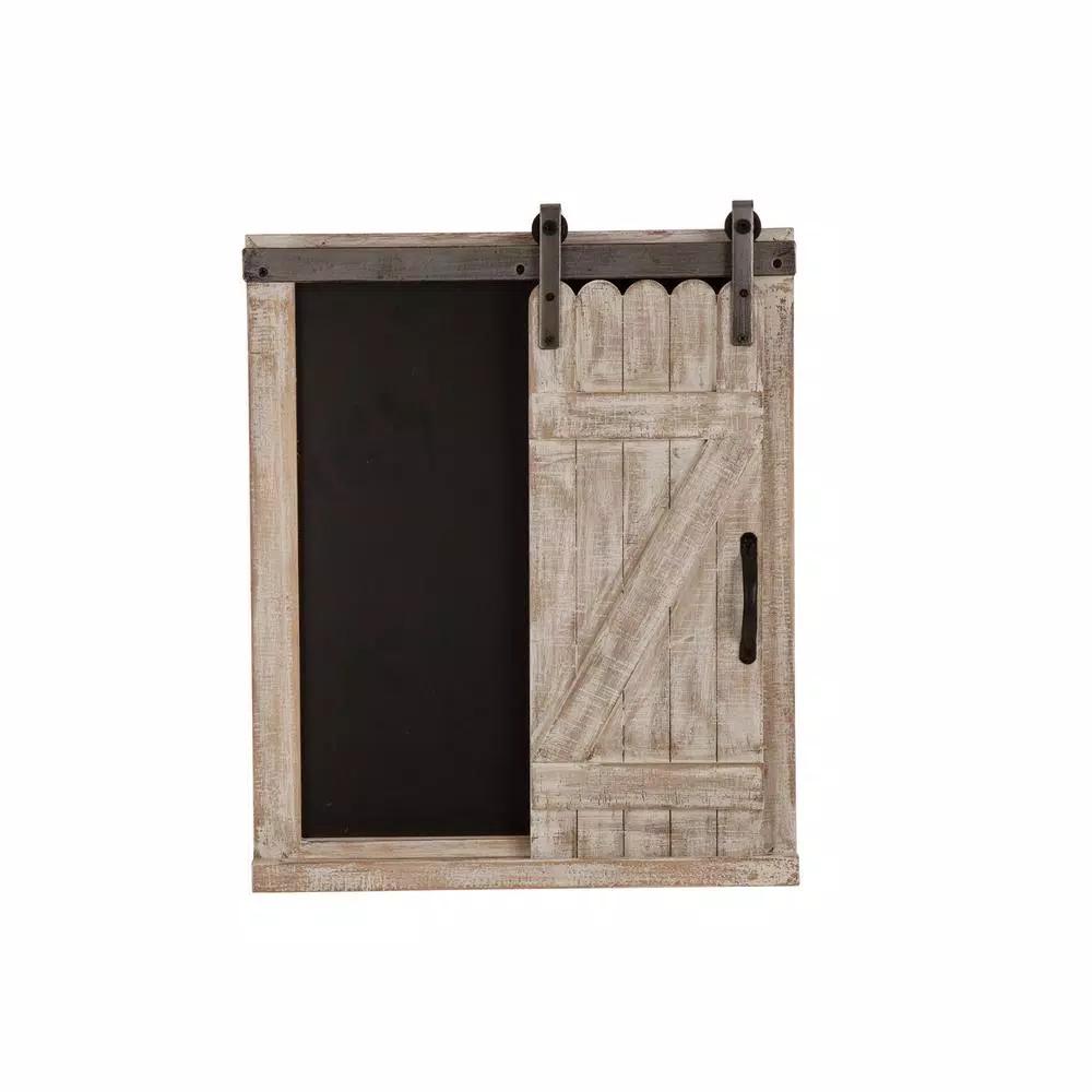 Glitzhome 19.75" Farmhouse Wooden Barn Door Chalkboard Memo Board Wall Decor