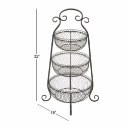 LITTON LANE New Traditional 3-Tier Black Wrought Iron Decorative Basket Tray Stand thumbnail 6