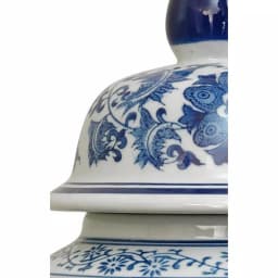 Oriental Furniture 18 in. Blue and White Porcelain Decorative Temple Jar Vase thumbnail 3