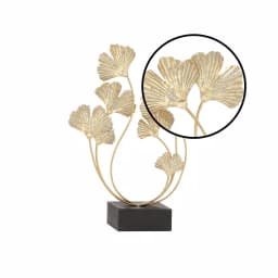LITTON LANE Natural Reflections 22" Gold Ginkgo Leaf Iron Sculpture with Black Base thumbnail 3