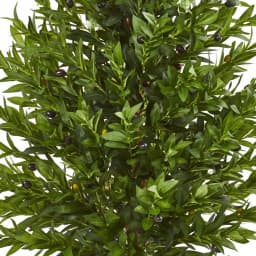 Nearly Natural 5-Ft. Artificial Olive Cone Topiary Tree in Farmhouse Wood Planter thumbnail 2