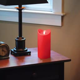 LUMABASE 7 in. Red Battery Operated Pillar Candle with Moving Flame thumbnail 2