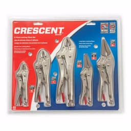 Crescent 5-Piece Locking Plier Set, Nickel-Plated Hand Tools thumbnail 4