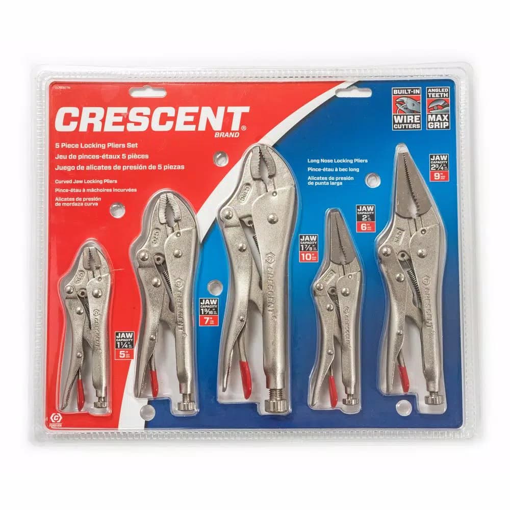 Crescent 5-Piece Locking Plier Set, Nickel-Plated Hand Tools