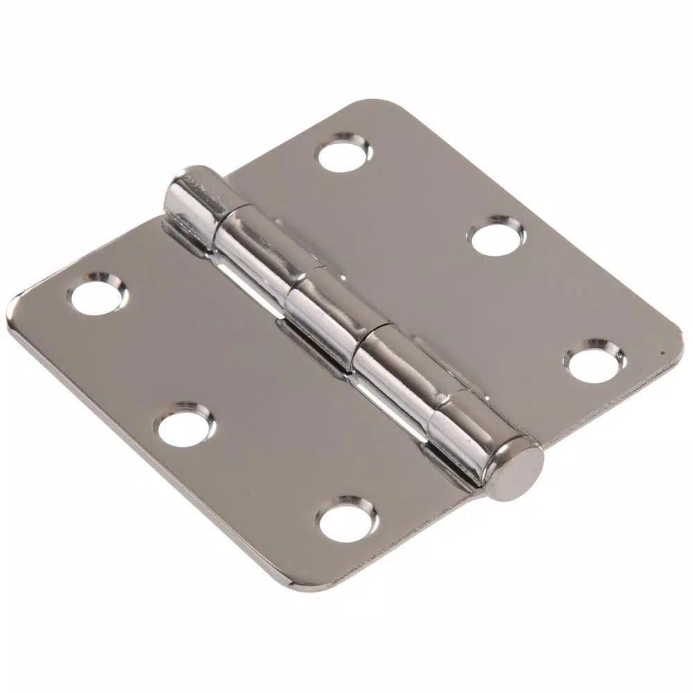 Hardware Essentials 3 in. Chrome Steel Residential Door Hinge with 1/4 in. Round Corner and Removable Pin (9-Pack)