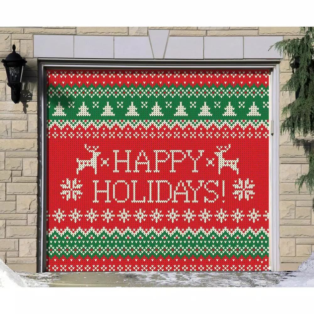 My Door Decor 7 ft. x 8 ft. Ugly Christmas Sweater Garage Door Mural - Holiday Banner