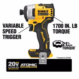 DEWALT 20V MAX ATOMIC Brushless Compact 1/4 in. Impact Driver (Tool-Only) thumbnail 3