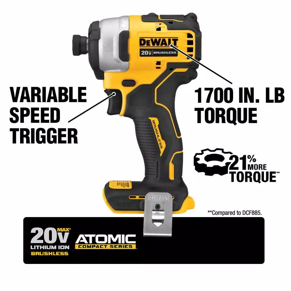 DEWALT 20V MAX ATOMIC Brushless Compact 1/4 in. Impact Driver (Tool-Only)