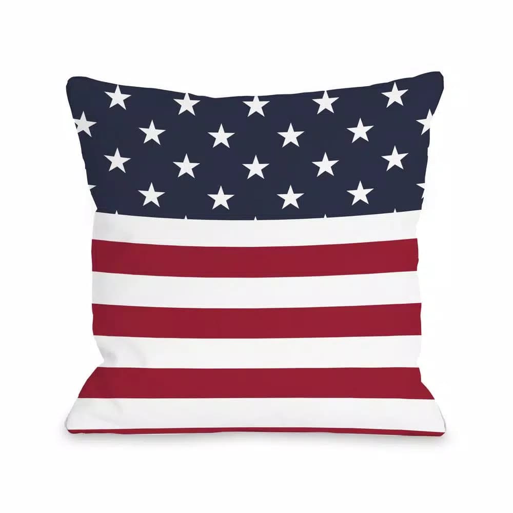 Unbranded One Bella Casa Americana Red White Blue Graphic 16 x 16 in. Throw Pillow