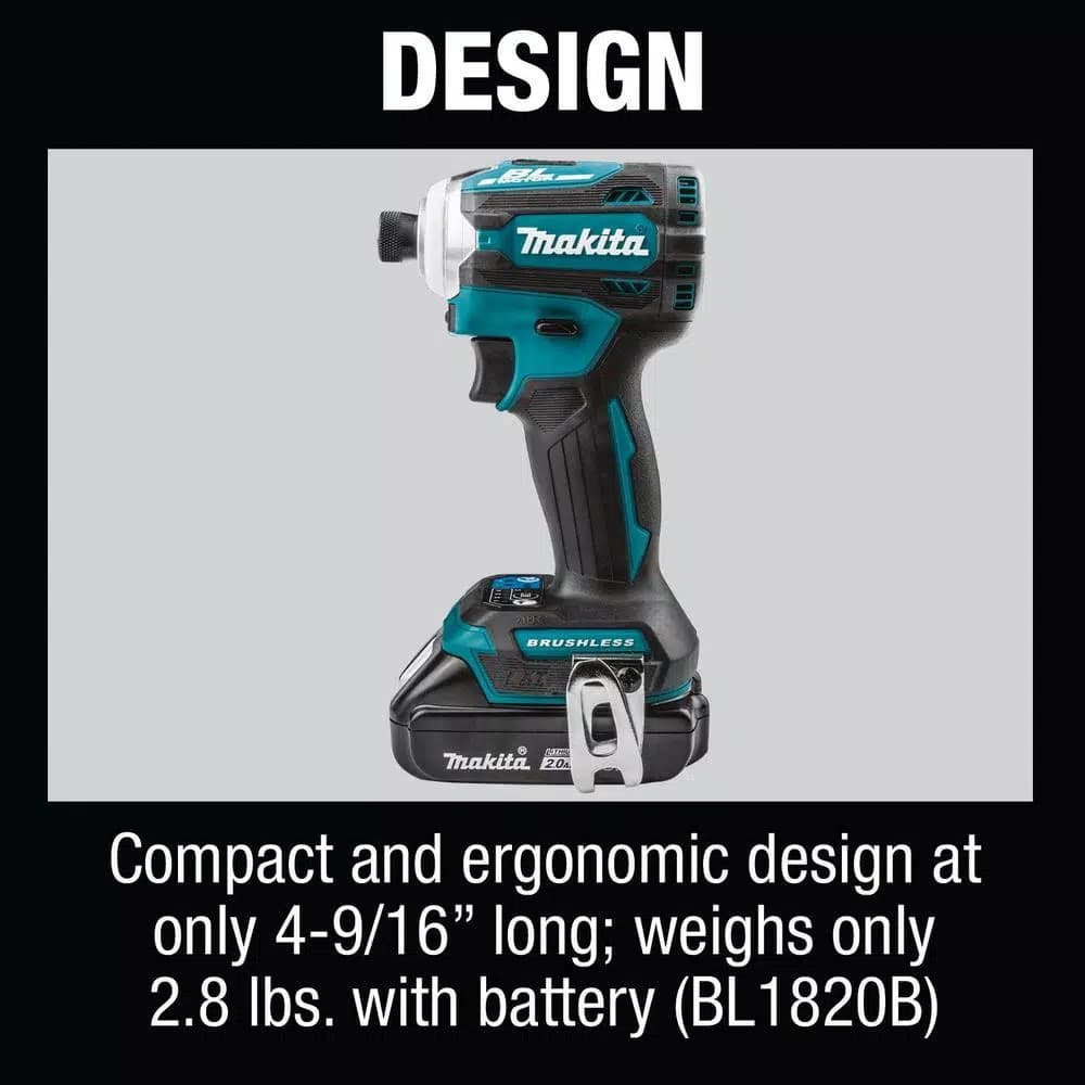 Makita 18V LXT Brushless 4-Speed Impact Driver Kit with 2 2.0 Ah Batteries and Charger