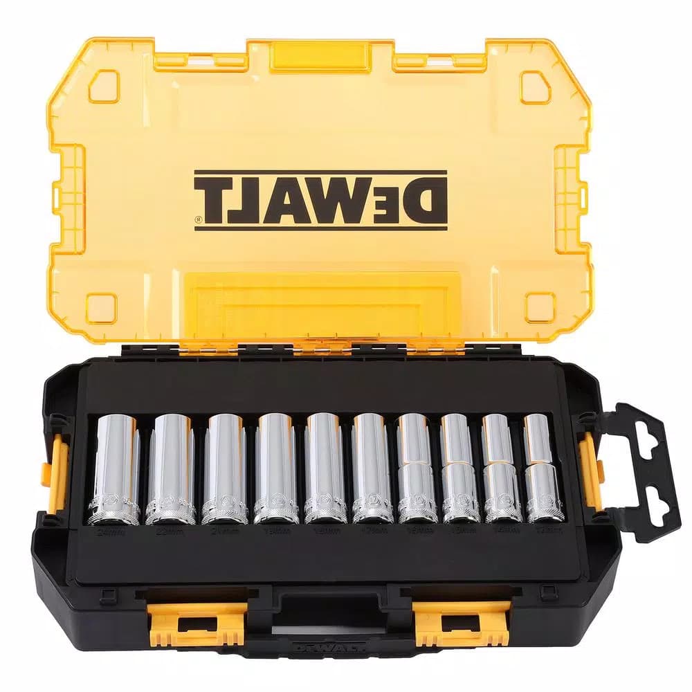 DEWALT DWMT73815 1/2 in. Drive Metric Deep Socket Set, 10-Piece