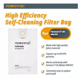 POWERTEC Self-Cleaning Filter Replacement Bags for Festool CT 26 (5-Pack) thumbnail 2