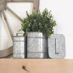 LITTON LANE Rustic Galvanized Iron Square Metal Storage Boxes with Lids, Set of 2 thumbnail 1
