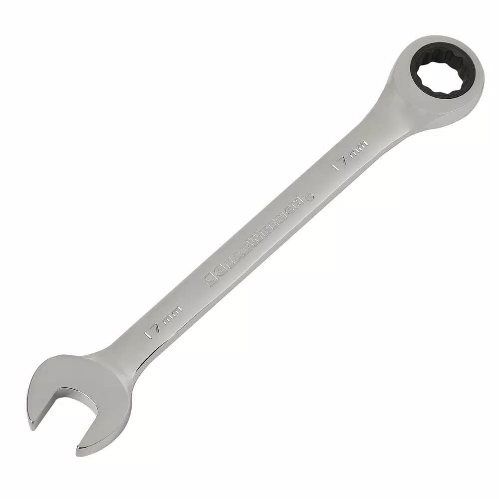 GearWrench 17 mm Combination Ratcheting Wrench, 12-Point Box End, Chrome Finish