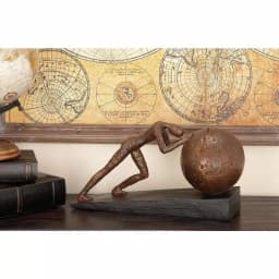 LITTON LANE Sportsman Abstract Polystone Sculpture - Modern Textured Statuary with Tarnished Bronze Finish thumbnail 1