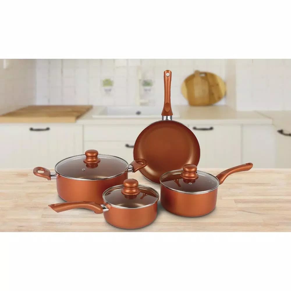Brentwood Appliances 7-Piece Copper Nonstick Cookware Set with Ergonomic Handles