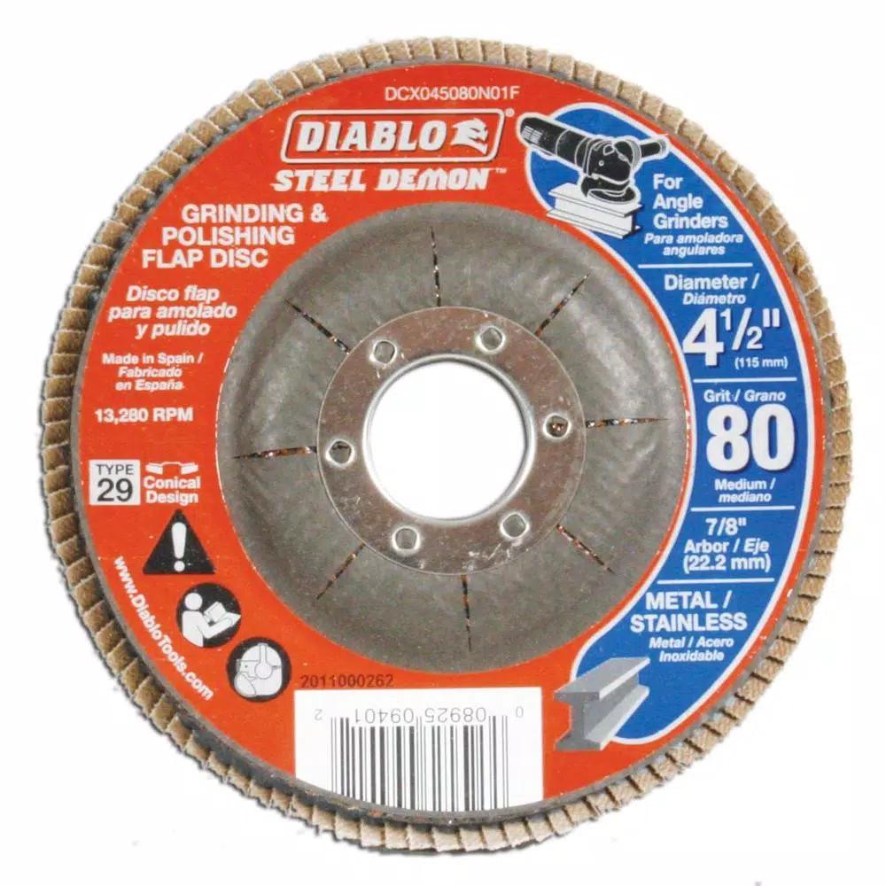 Diablo Steel Demon 4-1/2 in. 80-Grit Type 29 Conical Flap Discs, 5-Pack