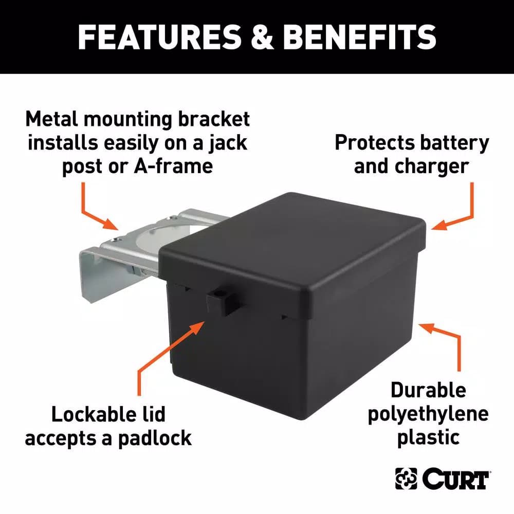 CURT Lockable Breakaway Battery Case with Metal Mounting Bracket
