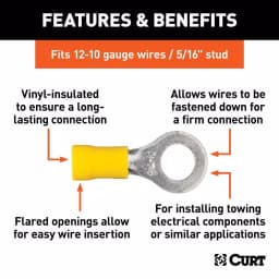 CURT Ring Terminals, 12-10 Gauge Wire, 5/16 in. Stud Size, Yellow, 100-Pack thumbnail 3