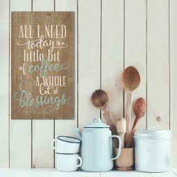 Stratton Home Decor Coffee and Blessings Wooden Wall Art Sign thumbnail 1