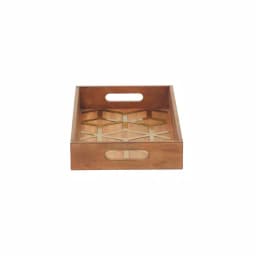 LITTON LANE Rustic Brown Wood Decorative Trays with Gold Geometric Patterns, Set of 2 thumbnail 5