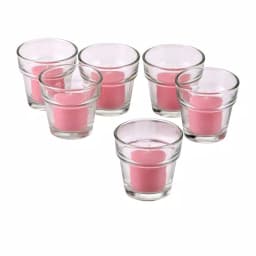 Light In The Dark Clear Glass Flower Pot Votive Candle Holders with Soft Pink Votive Candles, Set of 12 thumbnail 2