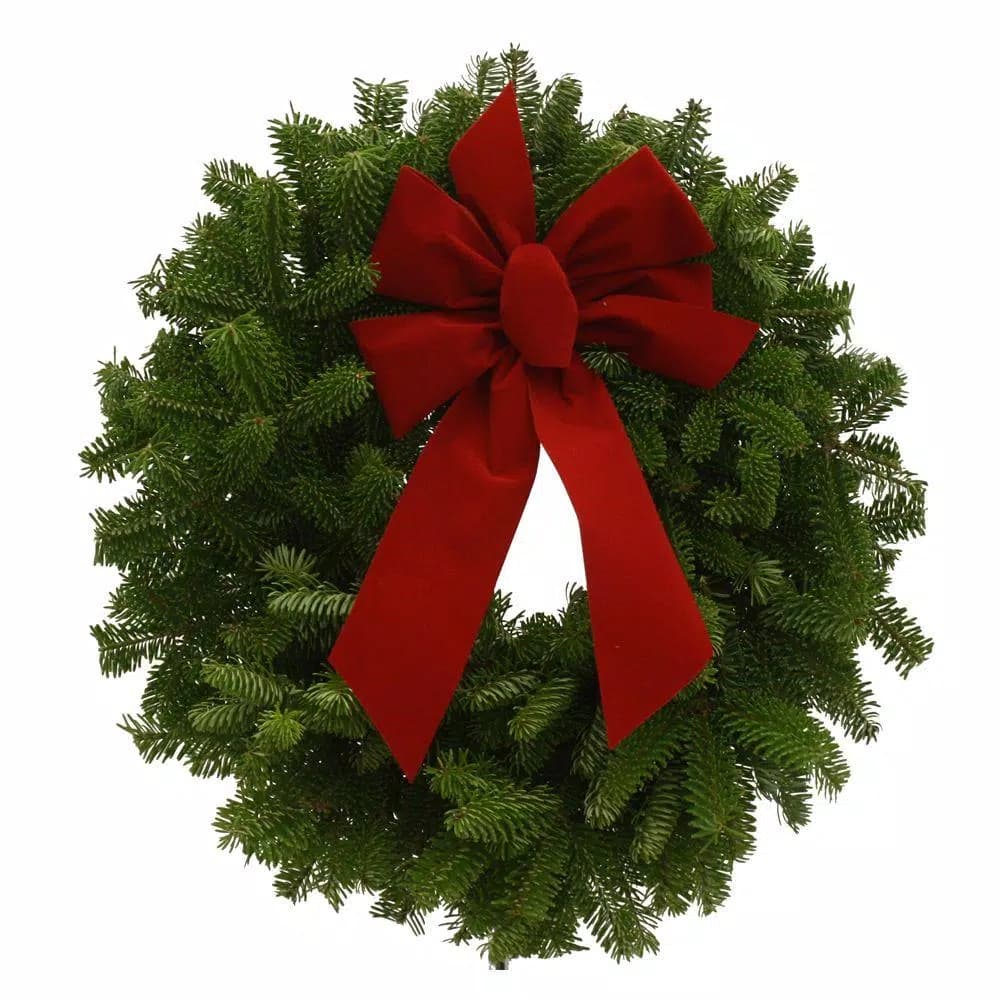 Worcester Wreath 16 in. Fresh Maine Balsam Mini Wreaths with Red Velvet Bow (Set of 4)