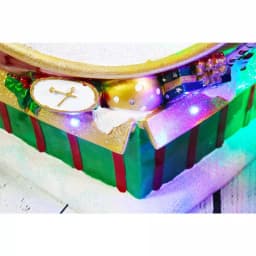 Fraser Hill Farm 34.5 in. Musical Santa and Flying Sleigh Ornament with LED Lights, Red thumbnail 5