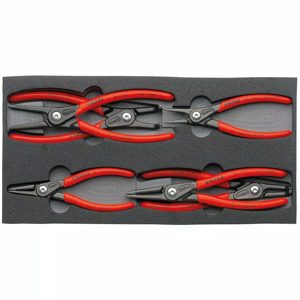 KNIPEX 6-Piece Snap Ring Pliers Set with Foam Tray