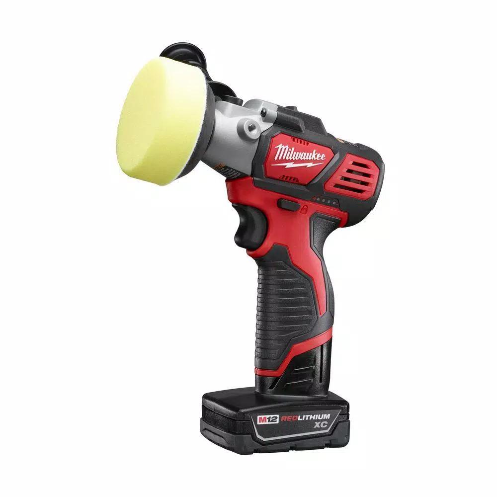 Milwaukee M12 12V Lithium-Ion Variable Speed Polisher/Sander Kit with (2) Batteries, Charger & Accessories