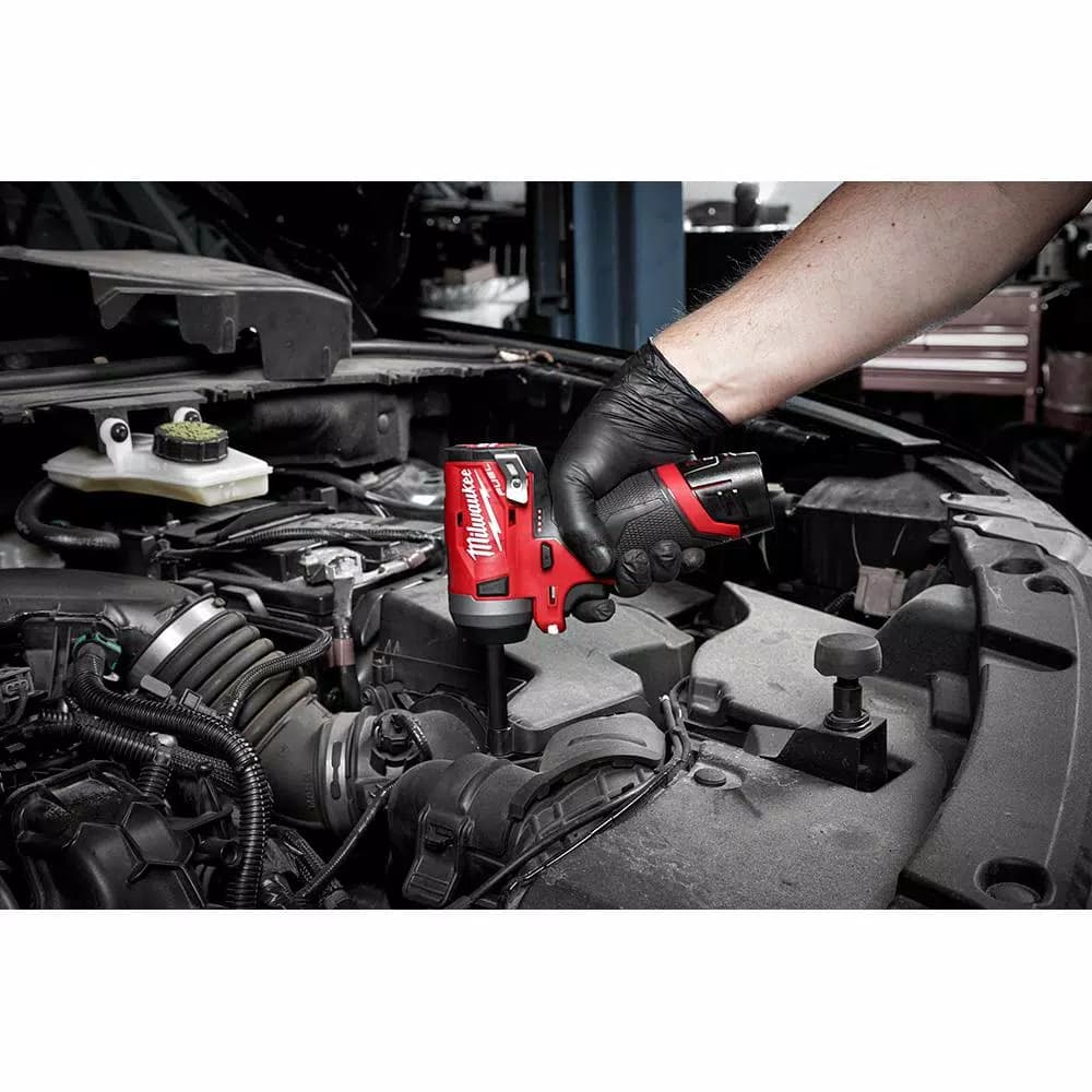 Milwaukee M12 FUEL 1/4 in. Stubby Brushless Cordless Impact Wrench Kit with Two Batteries and Charger