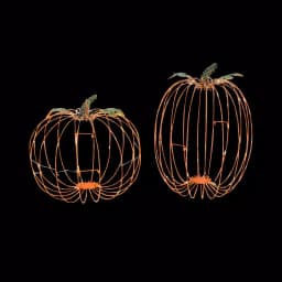 Gerson 13.58 in. Assorted Pre-Lit Metal Standing Pumpkins Decor, Set of 2 thumbnail 1