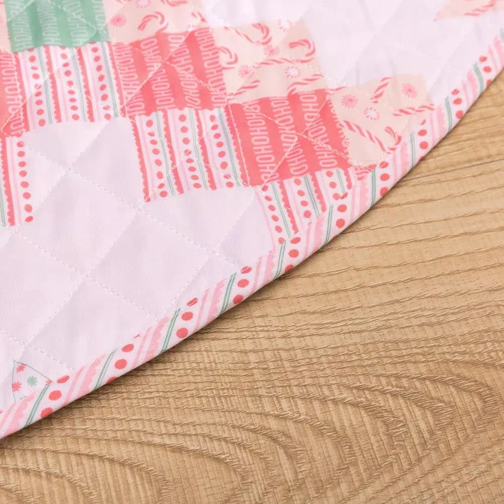 Country Living 48 in. Retro Star Quilted Tree Skirt, Reversible Blush Pink Microfiber