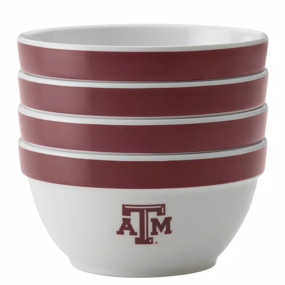College Kitchen Collection Texas A&M Aggies 4-Piece Party Bowl Set, Maroon, 8 oz