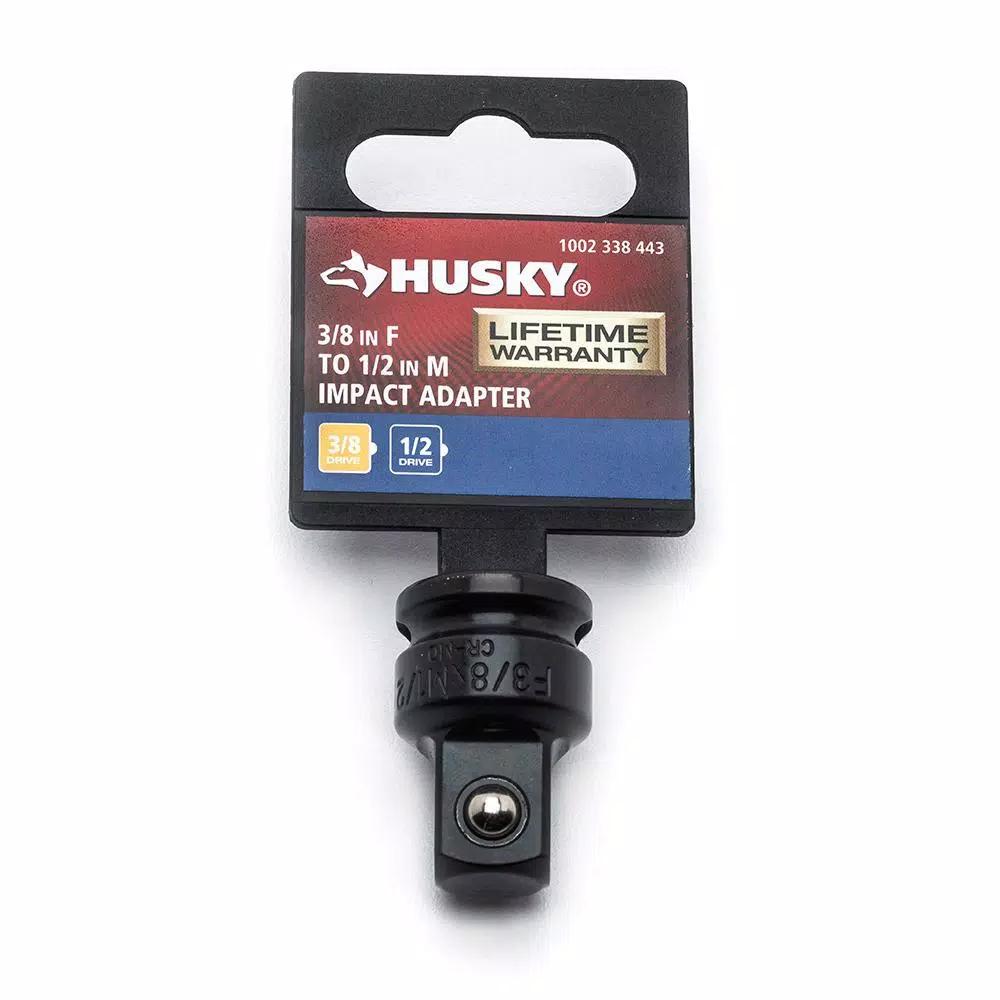 Husky 3/8 in. Female to 1/2 in. Male Drive Impact Adapter, Cr-Mo Steel