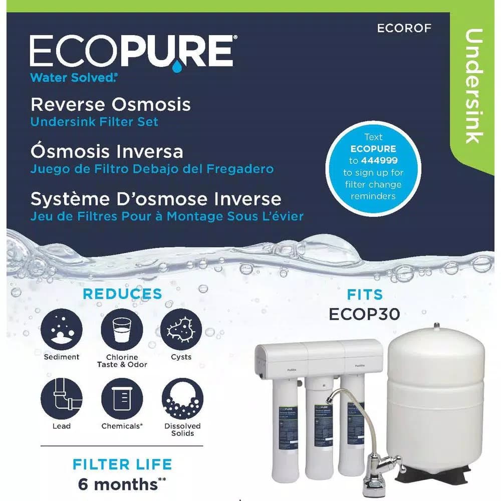 EcoPure Replacement Water Filter Pack for ECOP30 Reverse Osmosis Systems