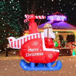 JOYDECOR 6 ft. Santa Claus on Helicopter Christmas Inflatable with Built-in LED Lights thumbnail 7