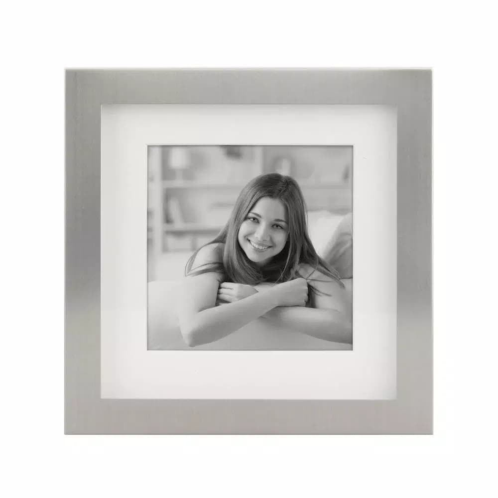 Stonebriar Collection Silver Metal Shadow Box Picture Frame Set, 5-Piece Gallery Wall Decor with White Mats
