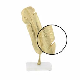 CosmoLiving by Cosmopolitan Gold Aluminum Feather Sculpture with White Marble Base - Antique Quill Decor thumbnail 3